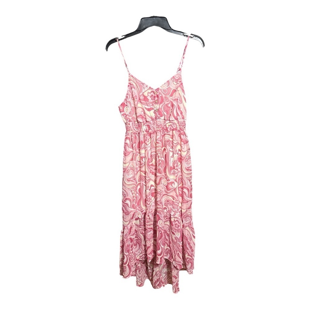 Liberty Love Pink Paisley High-Low Maxi Dress Size Large Boho Swirl